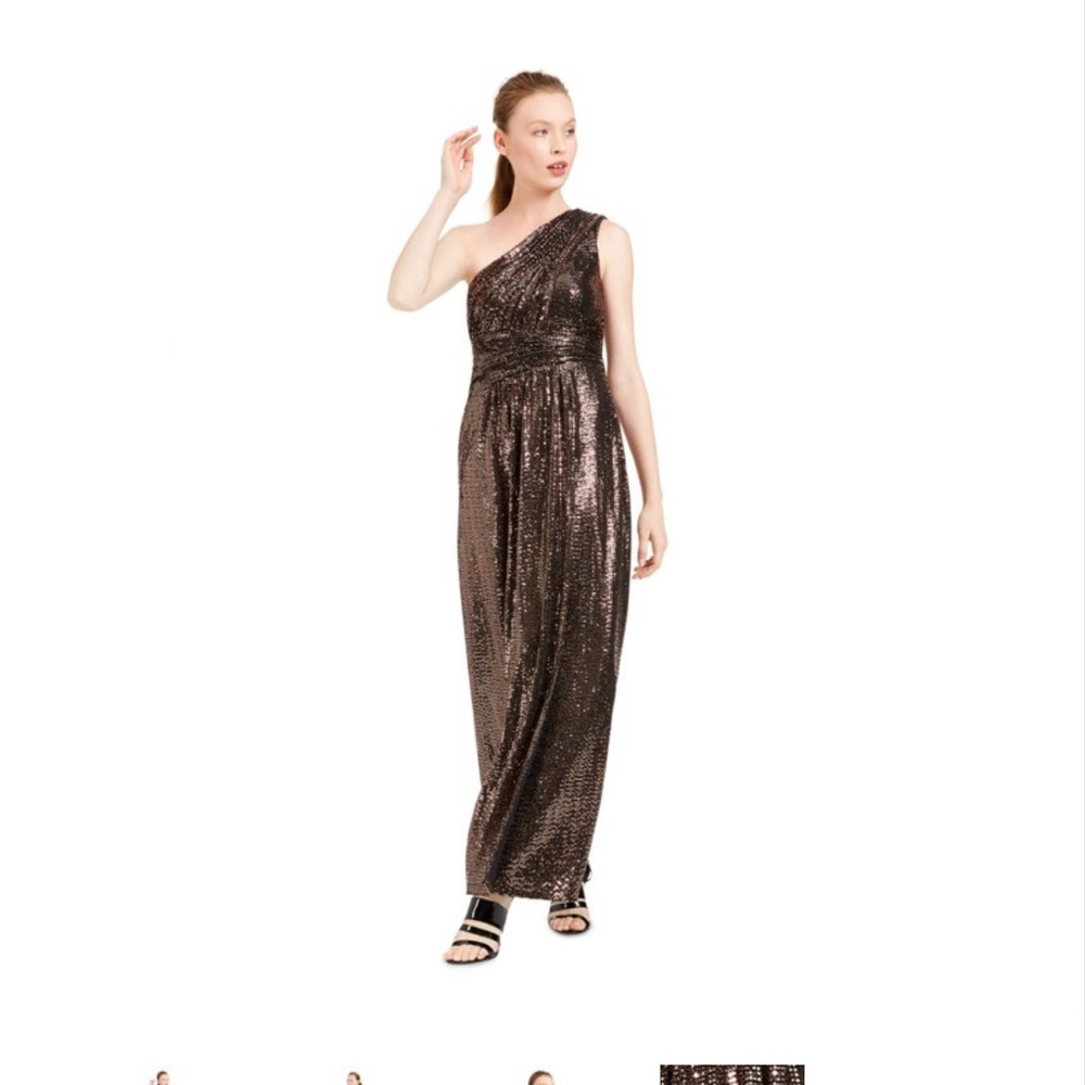 CALVIN KLEIN Black Sequined Sleeveless Asymmetrical Neckline Formal Sheath Dress